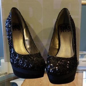 Black sequined high heels